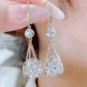 1Pair Waterdrop Shaped Rhinestone Decor Drop Earrings, Earrings, chicme - Women's Fashion Online
