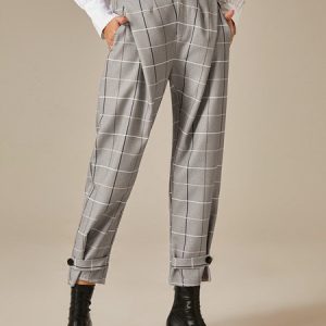 Regular Fit Plaid Urban Fashion Pants, Pants, color:As Picture|size:XXL, Stylewe