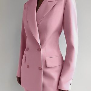 Regular Fit Elegant Lapel Collar Plain Blazer, Blazers, color:Pink|size:XS, Stylewe