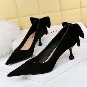 Christmas Bowknot Party Stiletto Heel Pumps, Heels, color:Black|size:40, Stylewe