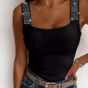 Rhinestone Embellished Cami Tank Top, Tanks & Crop Tops, chicme - Women's Fashion Online