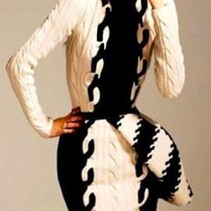 Color Block Urban Tight Long Sleeve Sweater, Pullovers, color:Black-white|size:XXL, Stylewe