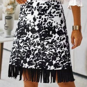 Vintage Leopard Shift Skirt, Skirts, color:White|size:3XL, Noracora