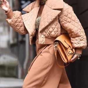 Lapel Collar Urban Plain Loose Padded Jacket, Padded Jackets, color:Brown|size:XXL, Stylewe