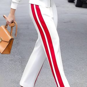 Urban Regular Fit Color Block Fashion Pants, Pants, color:White|size:XXL, Stylewe