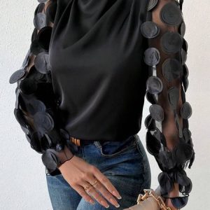 Urban Regular Fit Plain Half Turtleneck Shirt, Blouses and Shirts, color:Black|size:XXL, Stylewe
