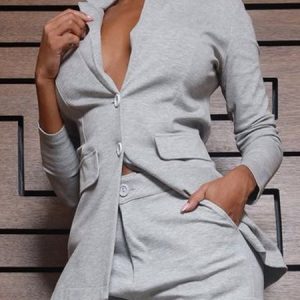 Shawl Collar Urban Loose Plain Blazer, Blazers, color:Gray|size:XXL, Stylewe