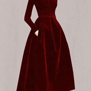Plain Elegant Regular Fit Long Sleeve Half Turtleneck Midi Dress, Midi Dresses, color:Wine Red|size:XXL, Stylewe