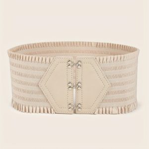 Casual Ruffled Elastic Wide Waistband, Belts, color:Apricot|size:XXL, Stylewe