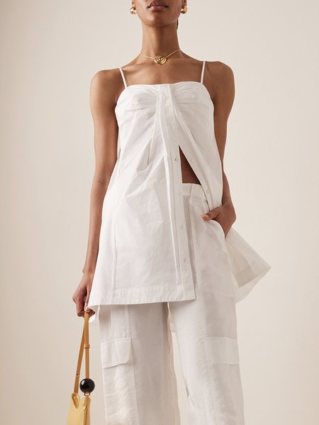 Regular Size Casual Plain Regular Fit Cami, Tanks and Camis, color:White|size:XXL, Stylewe