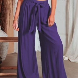 Casual Plain Long Pant, Pants, color:Purple|size:XL, Noracora