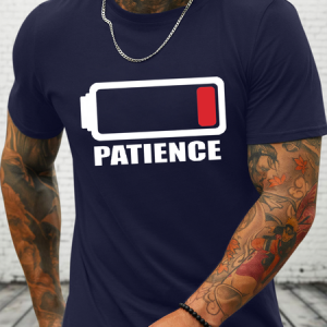 Men's Out of Patience Cotton Casual Text Letters T-Shirt, T-shirts, Lilicloth.com