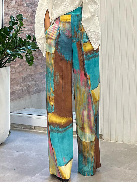 Abstract Loose Elegant Long Pants Straight pants, Pants, color:As Picture|size:XXL, Stylewe