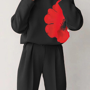 Loose Urban Crew Neck Long Sleeve Shirt, Blouses and Shirts, color:Black|size:XXL, Stylewe