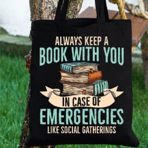 Funny Word Books Always Keep A Book With You In Case Of Emergencies Like Social Gatherings Loose Shopping Tote, Bags, Lilicloth.com