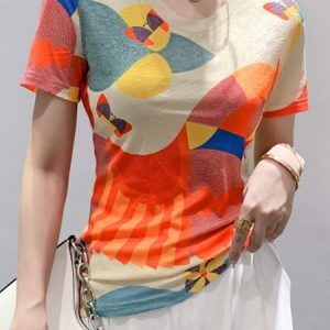 Daily Abstract Graphic Casual Short Sleeve T-Shirt, Tees, color:As Picture|size:XXL, Stylewe