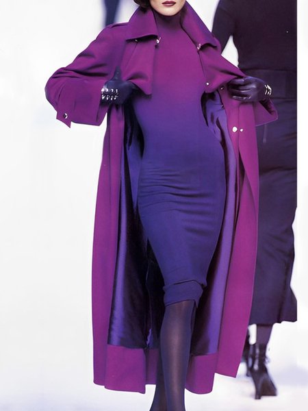 Loose Shawl Collar Urban Loose Plain Coat, Coats, color:Purple|size:XXL, Stylewe