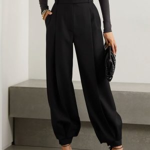 Regular Fit Plain Long Work Pants, Straight Leg Pants, color:Black|size:XXL, Stylewe