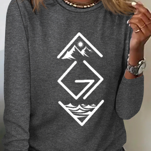 Women's God Is Greater Than The Highs And Lows Print Simple Cotton-Blend Crew Neck Long Sleeve Shirt, Long sleeves, Lilicloth.com