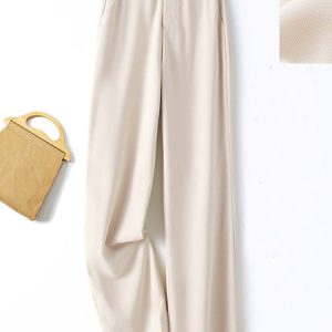 Casual Plain Long Pant, Pants, color:Apricot|size:XL, Noracora