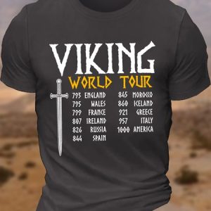 Men's Casual Funny Viking History Letters T-Shirt, T-shirts, Lilicloth.com