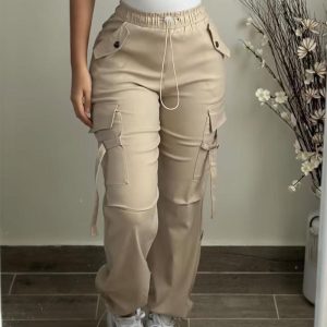 Pocket Design Drawstring Cuffed Pants, Pants, chicme - Women's Fashion Online