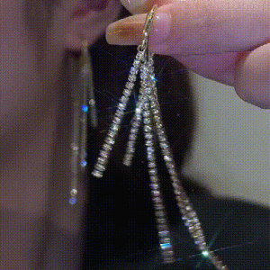 Rhinestone Tassel Design Hoop Earrings, Earrings, chicme - Women's Fashion Online