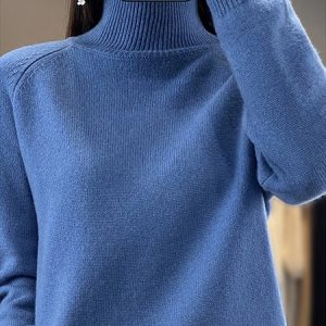 Women Wool/Knitting Plain Long Sleeve Comfy Casual Sweater, Sweaters, color:Blue|size:M, Noracora