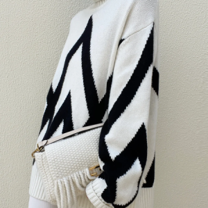 High Elasticity Striped Urban Turtleneck Long sleeve Loose Sweater, Pullovers, color:Off White|size:XXL, Stylewe