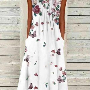 Regular Fit Vacation Floral Dress, Midi Dresses, Roselinlin - Online Catalog