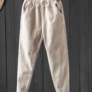 Casual Plain Long Pant, Pants, color:Apricot|size:4XL, Noracora