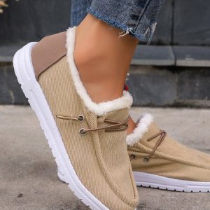 Casual Plain Lace-Up Flat Heel Loafers, Flats/Loafers, color:Off White|size:43, Noracora