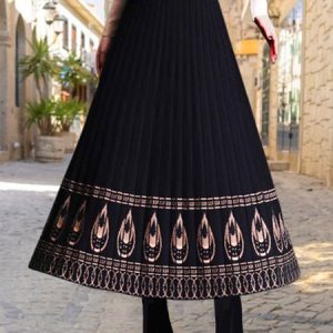 Boho Ethnic A-Line Natural Maxi Skirt, Skirts, color:Black-coffee|size:XXL, Noracora