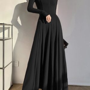 Elegant Jersey Dress, Maxi Dresses, color:Black|size:XXL, Stylewe