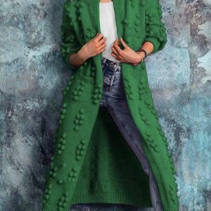 Long Sleeve Urban Plain Regular Fit V Neck Cardigan, Plus Outerwear, color:Green|size:4X, Stylewe