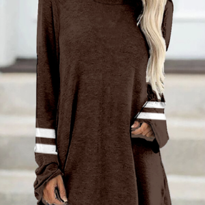 Women's Loose Color Block Casual Crew Neck Shirt, Long sleeves, Lilicloth.com