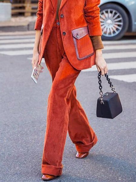 Plain Regular Fit Urban Fashion Pants, Pants, color:Orange|size:XXL, Stylewe