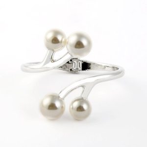 Elegant Imitation Pearl Metal Arm Cuff, Bracelets, color:Silver|size:One-size, Stylewe