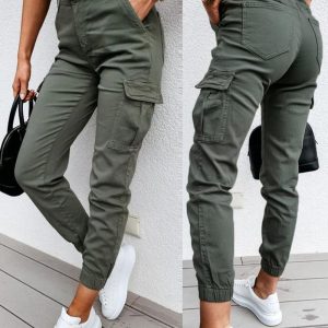 Pocket Design High Waist Cargo Pants, Pants, chicme - Women's Fashion Online