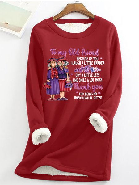 Women's Funny Old Friend Smile A Lot More Graphic Printing Text Letters Casual Fleece Sweatshirt, Hoodies&Sweatshirts, Lilicloth.com