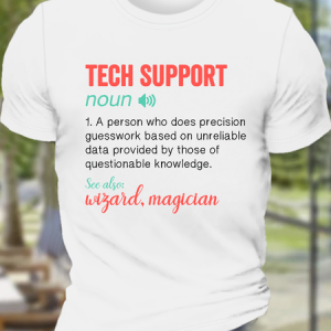 Men's Funny Tech Support Definition IT Humor Tee - Computer Geek Cotton Casual Text Letters T-Shirt, T-shirts, Lilicloth.com