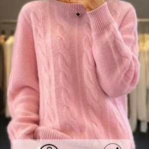 Women Wool/Knitting Plain Long Sleeve Comfy Casual Sweater, Sweaters, color:Pink|size:3XL, Noracora