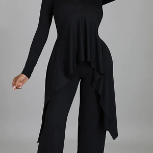 Stand Collar Regular Fit Long sleeve Plain Urban Mid-long Top, Blouses and Shirts, color:Black|size:XXL, Stylewe