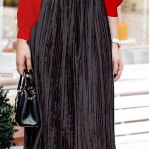Vacation Solid Midi Skirt, Skirts, color:Black|size:3XL, Noracora