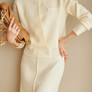 High Elasticity Loose Plain Stand Collar Long Sleeve Elegant Cardigan, Cardigans, color:Off White|size:XXL, Stylewe
