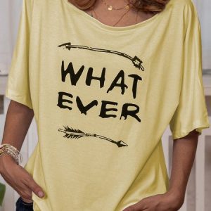 White Casual Cotton-Blend T-shirt, T-shirts, color:Yellow|size:5XL, Noracora