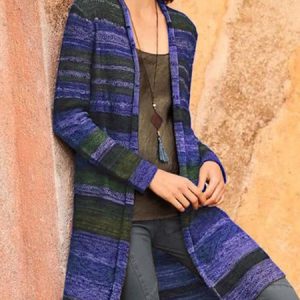 Long Sleeve Casual Knit coat, Coats, color:Blue|size:5XL, Noracora