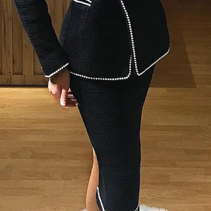 Color Block Elegant Regular Fit Midi Skirt, Skirts, color:Black|size:XXL, Stylewe