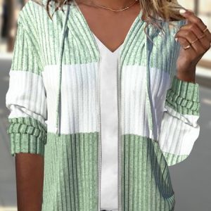 Loose Casual Color Block Hoodie Jacket, Jackets& Coats, Lilicloth.com