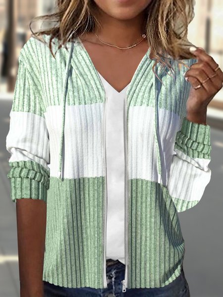 Loose Casual Color Block Hoodie Jacket, Jackets& Coats, Lilicloth.com